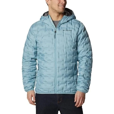 Imagen de Columbia Delta Ridge Down Hooded Jacket, Chaqueta De Plumas Acolchada Con Capucha para Hombre, Stone Blue, Talla XXL