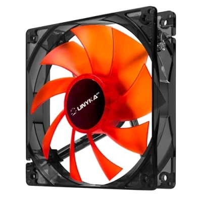 Imagen de UNYKAch Ventilador Ordenador de 120 mm, Silencioso, con Luces Led en Color Rojo, 1200 RPM, Conexión 3 Pines, 9 Aspas