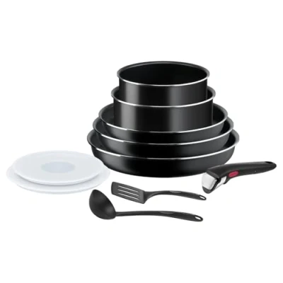 Imagen de Tefal Ingenio Easy On Juego de 3 sartenes + 2 Cazos Mango extraíble Accesorios, antiadherentes, revestimiento titanio, Thermo signal, apto lavavajillas y horno, no inducción