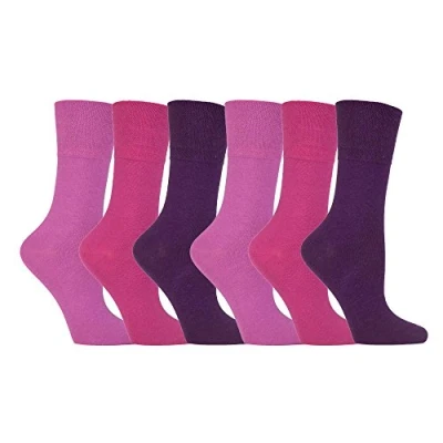 Imagen de Gentle Grip 6 pares calcetines diabeticos mujer sin goma elastico estampados 37 42 eur (Pink)