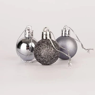 Imagen de 12 Bolas de Navidad inastillables 30 mm, Color Gris Oscuro, Decoraciones árbol Navidad, Adorno Colgantes decoración navideña, Brillante, Mate,