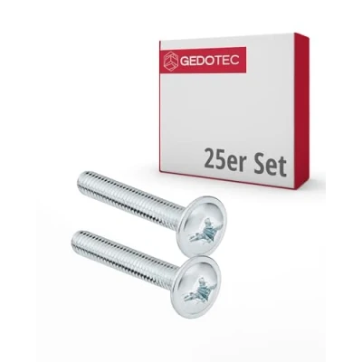Imagen de Gedotec Tornillos para muebles M4 de acero galvanizado H10644 25 unidades mango tiradores Conector x 55 mm roscados
