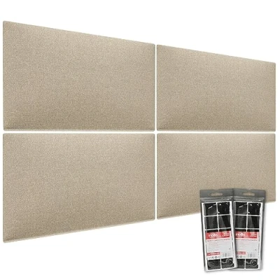 Imagen de MOLLIS Panel de Tapicería, Juego 4 Piezas, Pared Rectangular y Decorativo, como Cabecero Cama o Protección contra Impactos, Reduce el Sonido, en Espuma, 60 x 30 cm, Beige Claro