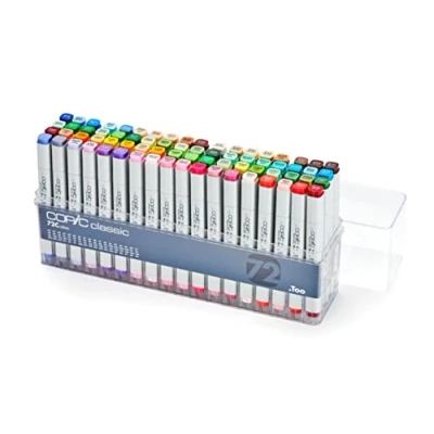 Imagen de COPIC Classic Set «72 Colores C», 72 piezas en expositor acrílico, Rotulador doble con punta media y fina