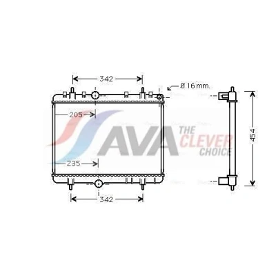 Imagen de PRASCO PE2267 Radiador, refrigeración del motor Aluminio 380 544 23 Aletas unidas mecánicamente PEUGEOT: 307 Hatchback, SW