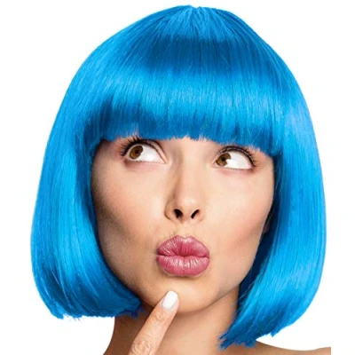 Imagen de Peluca Bob Cabaret Pageboy Charleston Pelucas para Carnaval/Disfraces y Fiestas de Lemas 13 COLORES (Turquesa)