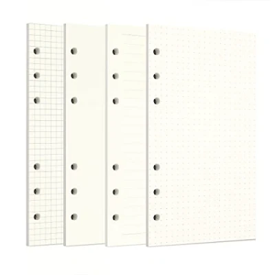 Imagen de Zelten 1 Paquete A6 80 Hojas/160 Páginas 4 en Papel Perforado de Hoja Suelta Recambios para Carpeta 6 Agujeros Organizador Personal Cuaderno Notas Recargable Planificador