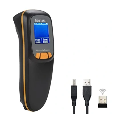 Imagen de LENVII R777 Mini 2D Escáner de Código Barras Bluetooth,Escáner inalámbrico Lector QR con Pantalla Lectura códigos Barras,para iOS/Android(Negro)