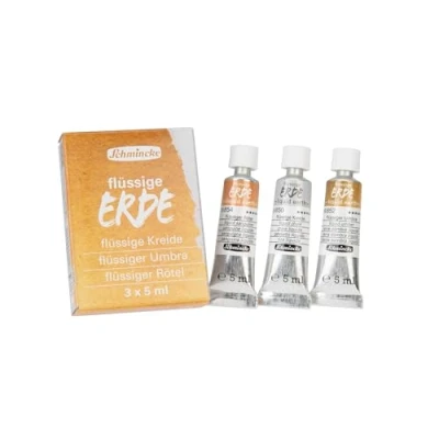 Imagen de Schmincke Tierras líquidas, Liquid Earth, Trio 3 x 5 ml, 18 858 00, para pintura, (pre) dibujo y pintura inferior, vegano