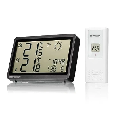 Imagen de Bresser Estación meteorológica inalámbrica Meteo Temp HZ Negro Con medición precisa de la temperatura interior y exterior previsión