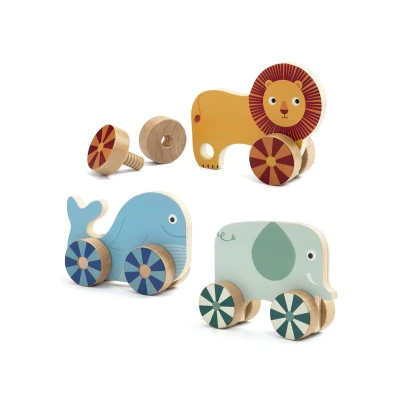 Imagen de 3 Animalitos con Ruedas de Madera