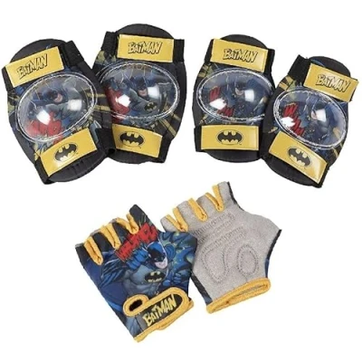 Imagen de TataWay in viaggio si cresce Kit de protección para bicicleta infantil DC Comics Batman, rodilleras coderas y guantes ciclo