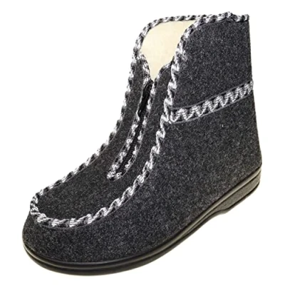 Imagen de APREGGIO Zapatillas Mujer Invierno de Fieltro Lana Casa Practicas para con Suela Sólida Calientes Hecho a Mano Pantuflas
