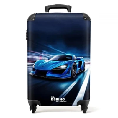 Imagen de NoBoringSuitcases.com Maleta para Niños, Infantil Niño, Niños con Ruedas, Cabina, Maletas Infantiles Equipaje de Mano (55x40x20 cm), (Auto Azul Autopista)