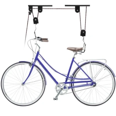Imagen de PrimeMatik Soporte para Colgar Bicicletas del Techo Mediante poleas y Cuerdas