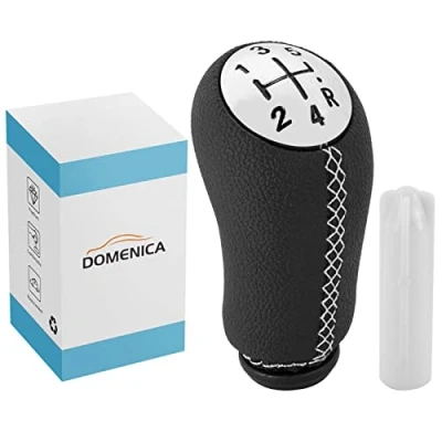 Imagen de DOMENICA 5 Velocidades Pomo Palanca de Cambios Cuero Compatible Renault Clio 3 4 Megane 2 Scenic Laguna Dacia Modus Kangoo (Blanco)