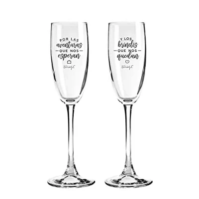 Imagen de Mr. Wonderful Dos copas de Vidrio para parejas que se quieren con locura, 170ml, Color Claro, 1 unidad