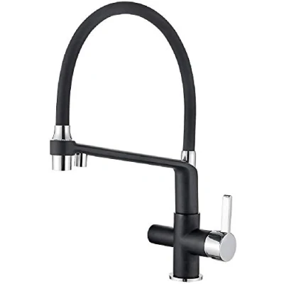 Imagen de Ibergrif M22127B 2 Grifo Osmosis con Caño Flexible y Ducha de Mano, Pulverizador Doble Función 3 en 1 para Purificador Filtro Aguay Fregadero Cocina, Negro