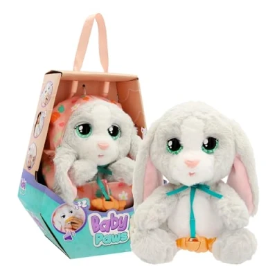 Imagen de BABY PAWS Conejito, Cachorro Interactivo con Sonidos, Abre y Cierra los Ojos, Incluye una Bolsa para Llevarlo Contigo, Juguete Regalo Niños Niñas de 18 Meses o Más Ideal Pascua