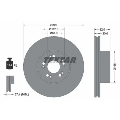Imagen de TEXTAR 92056600 Disco de freno 320 30 05/10 112 ventilación interna sin perno sujeción rueda, buje rueda MERCEDES BENZ: Clase S Berlina