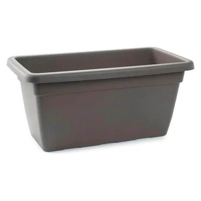 Imagen de AC Jardinera de plástico sin Plato 100 cm Agujeros Drenaje Modelo PLFT Forma Rectangular Ideal para Decorar tu casa y jardín Fabricada en España Color Antracita