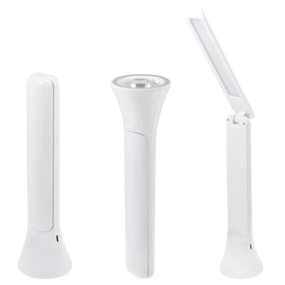 Imagen de PURElite Lámpara y linterna 2 en 1 luz de mesa LED recargable mano, ángulo ajustable 180, bombillas natural para leer, costura, manualidades, color blanco