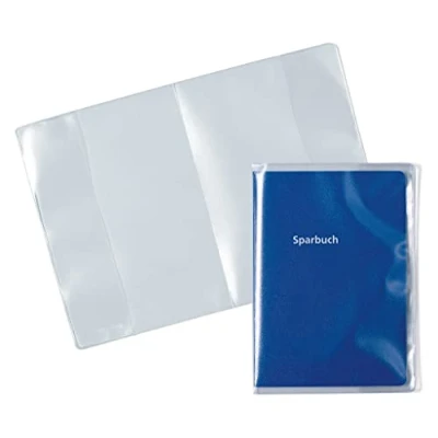 Imagen de HERMA 1336 fundas para 2 tarjetas transparentes, 10 unidades, soporte de identificación compartimentos proteger documentos en formato DIN A6 y libros ahorros,