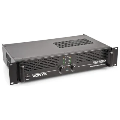 Imagen de Vonyx VXA 2000 amplificador profesional, 2x 1000 vatios, conexión puente, estéreo con pantalla LCD ideal para DJ, disco móviles, bares clubs y eventos. Montaje en Rack de 19&quot;
