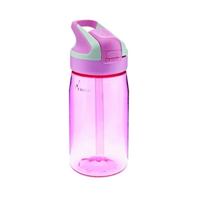 Imagen de LAKEN Botella Reutilizable de Tritan con Tapa Automática Summit, Cierre Seguridad y Pajita, 0.45L Rosa