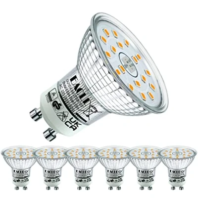 Imagen de EACLL Bombillas LED GU10 Blanco Cálido 4.9W Equivalente 70W Halógena Fuente de Luz, Pack 6, 515 Lúmenes 2700K AC 230V Sin Parpadeo Focos, 120 Spotlight, Lámpara Reflectora, No Regulable