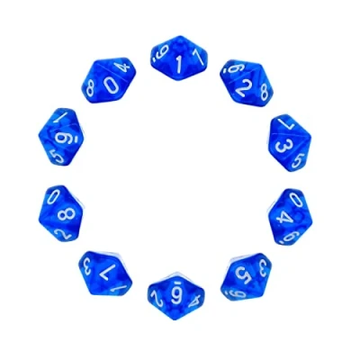 Imagen de Dados Poliédricos,10 pcs de rol para Ungeons y Dragons Pathfinder Role Playing Dice Enseñanza Matemáticas 20mm 10 Caras Azul