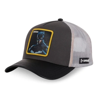 Imagen de CAPSLAB Batman DC Kunstleder Grau Schwarz Verstellbare Truckercap One Size