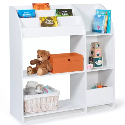 Imagen de IDMarket Mueble de almacenamiento Emma estante juguetes y biblioteca infantil madera, color blanco