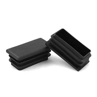 Imagen de QWORK® Tapones rectangulares de plástico para tuberías, patas silla, 10 Piezas, 25 x 50 mm, color negro