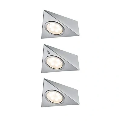 Imagen de Paulmann 93572 Luminaria para muebles LED con sensor de prox., cuad., incl. 3x2,8 W lámpara armario, acero mate, metal, cristal, cocina 2700 K