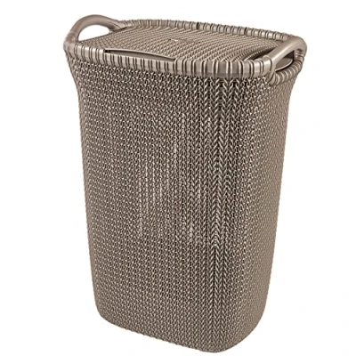 Imagen de Curver Cesta de Ropa Knit 57L, Compuesto, Marrón, 43.2x32.1x59.4 cm