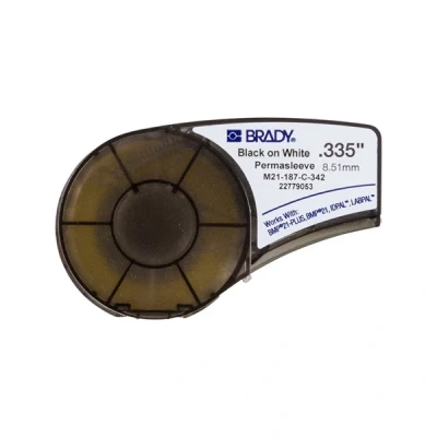 Imagen de Brady ( M21 187 C 342 ) Manguito de poliolefina termorretráctil PermaSleeve para BMP21 PLUS; 8.50 mm x 2.10 m Negro sobre blanco