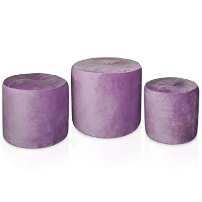 Imagen de Pack de 3 Pufs Salsa terciopelo violeta Menzzo