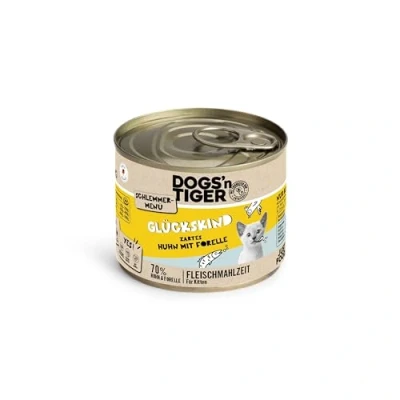Imagen de Dogs&#039;n Tiger Comida húmeda para Gatitos, Pollo jugoso y Trucha, sin Cereales, azúcar añadido, conservantes Artificiales, tolerancia óptima, 12 x 200 g