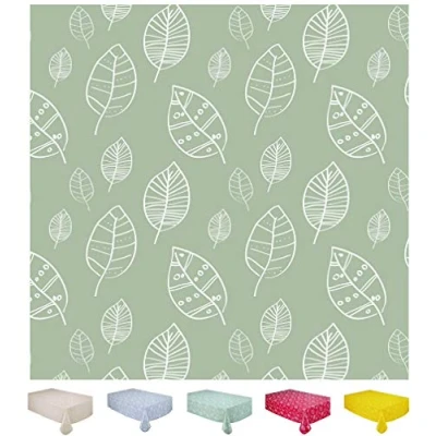 Imagen de Mantel de Hule, Rectangular 140 x 180cm, Hojas, Verde Salvia