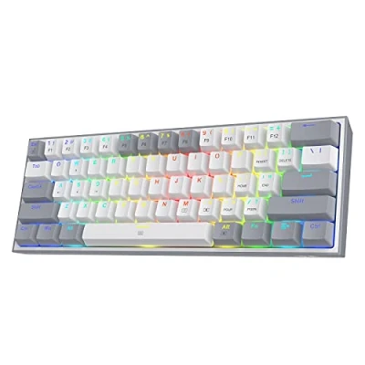 Imagen de Redragon K617 Clavier de Jeu RVB Filaire 60%, mécanique Compact 61 Touches, commutateur Rouge linéaire, Prise en Charge Des Pilotes Pro (Gris)