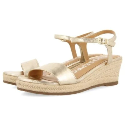 Imagen de Sandalias DE Piel Color Platino con CUÑA Yute para Mujer YALAHA