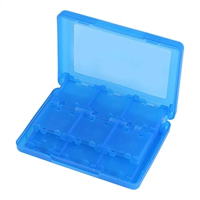 Imagen de 28 en 1 Caja de cartucho tarjeta memoria videojuego plásticoEstuche para tarjetas juego Nintendo almacenamiento 3DS DSL DSI LL(Blue)