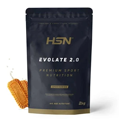 Imagen de Aislado de Proteína Suero HSN Evolate 2.0 Sabor Speculoos 2 Kg = 67 Tomas por Envase Whey Protein Isolate CFM + Enzimas Digestivas No GMO, Vegetariano, Sin Gluten ni Soja