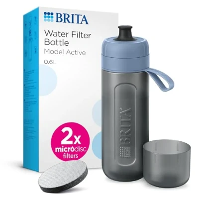 Imagen de BRITA Botella filtrante Activo Azul Oscuro (0,6 L) reduce Cloro, Partículas finas ≥ 15 µm, Algunos pesticidas, herbicidas y hormonas. Conserva Minerales como Calcio Magnesio