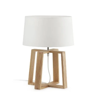 Imagen de Faro Barcelona Bliss 28401 Sobremesas y lámparas de pie, 60W, madera, metal pantalla textil blanca, color blanco