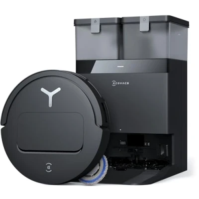 Imagen de ECOVACS T50 Pro Omni Robot Aspirador Lavador con estación, 15000Pa, Cepillo Lateral y fregona Extensibles, Adición automática Solución de Limpieza, Lavado Agua Caliente, Ultrafino 81 mm, Negro