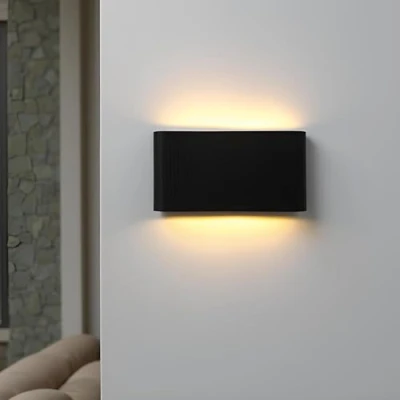 Imagen de Topmo plus 12w lámpara de pared LED impermeable IP65 / Osram SMD/moderno apliques aluminio llevó exterior Arriba y Abajo Diseño Bañadore vestíbulo 1320LM (Negro/blanco cálido)