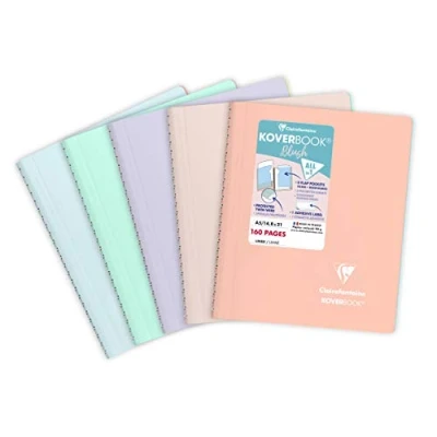 Imagen de Clairefontaine Ref 366781C Cuaderno Koverbook Blush (80 hojas) Tamaño A5, con forro de papel vitela cepillado 90 g/m², tapa Polypro pastel Colores surtidos (paquete 5)