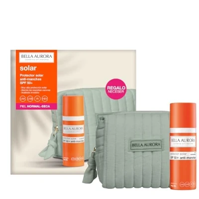 Imagen de BELLA AURORA Pack Fluido Solar SPF50+ para Piel Normal Seca Protector Facial Anti Manchas con Alta Protección UVA, UVB, IR y HEV 50 ml + Neceser Regalo